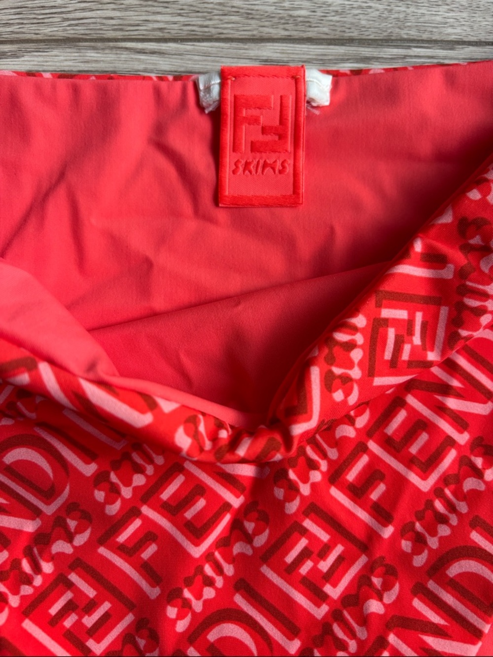 FENDI X SKIMS Red Logo Embossed Bikini Set - Picture 3 of 6
